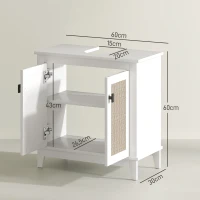 HOMCOM Meuble pour Sous le Lavabo avec 2 Portes 2 Étagères et Système Anti-Basculement pour Salle de Bain 60x30x60 cm Blanc(m-3)