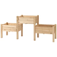 Outsunny Fioriera su Piedi quadrata a 2 livelli cm Inserti per l'irrigazione Legno di Abete, 184L x 45l x 80H(m-1)
