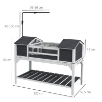PawHut Casa para Tortugas Terrestres Exterior, Recinto para Tortugas 2 Escondites, Soporte de Lámpara Ajustable, Madera Maciza 122 x 56,5 x 93 cm Gris(m-3)