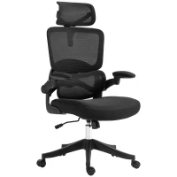 Vinsetto Chaise de Bureau à Hauteur Réglable avec Inclinaison et Support Lombaire, 62x58x120-133 cm, Noir(m-1)