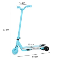 AIYAPLAY Trottinette Électrique pour Enfants de 4 à 7 Ans avec Lumières Roues Stabilisatrices et Frein Électronique Vitesse Maximale de 6 km/h Bleu(m-3)