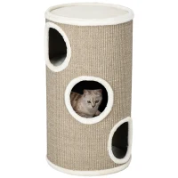 PawHut Barril Rascador para gatos, felpa suave, alfombra rascadora de sisal, robusta, 38x70 cm, Marrón(m-6)