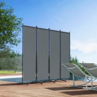Outsunny Paravento 221 x 172 cm paravento da giardino a 4 pannelli con piedi larghi in tessuto poliestere da 180 g/m² grigio scuro(m-4)