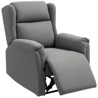 HOMCOM Sillón reclinable sillón acolchado ajustable con reposapiés inclinación de 160° aspecto de lino montaje rápido Gris Oscuro(m-7)
