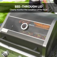 Outsunny 7.5kW Three-Burner Gas BBQ Grill, with See-Through Lid - Black(m-5)