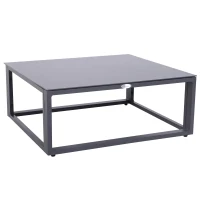 Outsunny Set da Giardino 6 Pezzi con Divano da Giardino, in Alluminio e Poliestere, Piano del Tavolo in Vetro Temperato, con Cuscini, per 4-5 persone, Grigio(m-3)