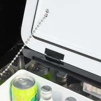 Outsunny Elektrische Tragbare Kühlbox 18L 12/24V bis -20℃ Kühlschrank und Gefrierschrank mit Kompressor für Auto mit LED-Licht und Klappgriffen Niedriger Energieverbrauch für Zuhause Camping 58,5x33,5x29,2 cm Weiß(m-4)