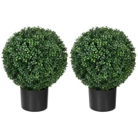 HOMCOM Plante Artificielle Buis en Boule, 52x40 cm, Vert(m-1)