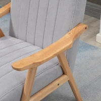 HOMCOM Poltrona in Velluto con Struttura in Legno Massello, 68 cm x 74 cm x 82 cm, Naturale e Grigio(m-3)