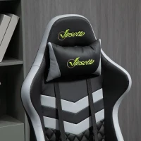 Vinsetto Fauteuil da ufficio gaming sedia gamer poggiatesta e supporto lombare altezza regolabile 61 x 70 x 129 cm nero e bianco(m-3)