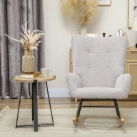 HOMCOM Sillón Mecedora cubierta acogedora acolchado grueso antideslizante Gris Claro(m-4)