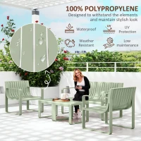 Outsunny Set de Grădină din 5 Piese cu Canapea, 2 Fotolii și 2 Măsuțe, 122x60.5x70 cm, Verde(m-5)