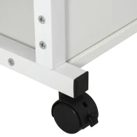 HOMCOM Tavolino da Salotto con Ruote, Regolabile in Altezza, Compatto, con 2 Ripiani, Struttura in Metallo, 80x40x72-82 cm, Bianco(m-3)