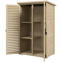 Outsunny Armario de jardín caseta para herramientas en madera 2 estantes tejado asfáltico puertas persianas con cerradura 75x50x118 cm(m-7)