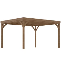 Outsunny Pergola 4 x 3 m traditionell freistehend aus Holz mit 4 Pfosten Terrassendach zum Dekorieren - Braun(m-6)