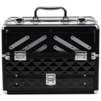 HOMCOM Make-up-Koffer - Kosmetikkoffer - Aufbewahrung von Schönheitsprodukten - Maße 30L x 18B x 22H cm - Aluminium Acryl Griffschloss Schwarz