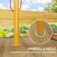 Outsunny Outdoor Garden Table Dining Table for 4 with Parasol Hole, Stone-Grain Effect PC Board Top for Patio, Garden, Brown(m-5)