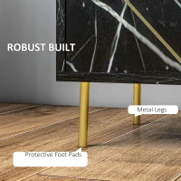 HOMCOM Elegant Bedside with Storage - Black/Gold Tone(m-6)