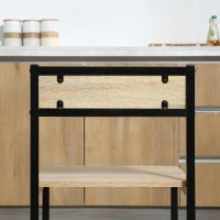 HOMCOM Set Tavolo e sedie da Sala da pranzo Set da 1 Tavolo + 2 sedie incastonabili per Cucina - metallo Nero Effetto quercia Chiara(m-3)