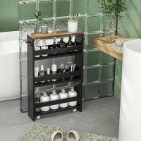 HOMCOM Carrello Portaoggetti su Ruote con 3 Livelli di Archiviazione e Maniglia, 51,5l x 13P x 80H cm, Nero(m-4)