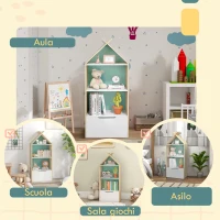 AIYAPLAY Libreria per Bambini a 3 Ripiani con Cassetto e Dispositivo Antiribaltamento, 50x30x119.5cm, Verde(m-7)