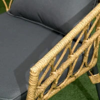 Outsunny Set da salotto da giardino 4 pezzi, 7 cuscini, acciaio e resina intrecciata effetto rattan, sabbia e grigio scuro(m-3)