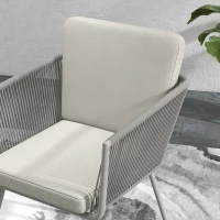 Outsunny Conjunto de salón de jardín 3 piezas estilo colonial 2 sillones con cojines Grismesa baja mimbre de alambre acero(m-4)