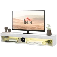 HOMCOM Mobile TV Sospeso con Illuminazione LED per TV fino a 75 Pollici, Ripiani, 180L x 40l x 30H cm, Bianco(m-5)