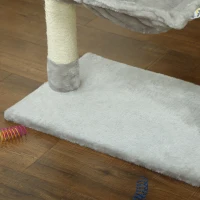 PawHut Katzenbaum 3 Kratzbäume Kratzmatten Natur-Sisal Plattform Hammock und hängendes Spielset 50 x 26 x 70 cm Kurzplüsch Hellgrau(m-5)