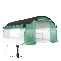 Outsunny Serra a Tunnel 6 x 3 x 2 m con Rete Parasole, Pareti Laterali Arrotolabili, Copertura in Plastica, Struttura in Acciaio, Verde(m-1)