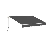 Outsunny Ersatzmarkise Markise gewellter Volant hochdichtes Polyester 280 g/m² UV-Schutz 2,82 x 2,4 m grau(m-6)
