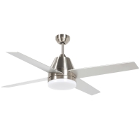HOMCOM Ventilador de Techo con Luz 46W Ø129 cm Motor DC con 4 Aspas Reversibles Mando a Distancia y Temporizador Plata