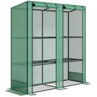 Outsunny Serra da Giardino con Ripiani Metallici a 3 Livelli, Serra da Balcone, Copertura PE, Tetto Inclinato, 144 x 48 x 152 cm, Verde(m-1)