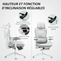 HOMCOM Poltrona da Ufficio, Sedia da Ufficio, Altezza Regolabile, Schienale Inclinabile, Poggiatesta Rotante, 71x70x119cm, Nero(m-4)