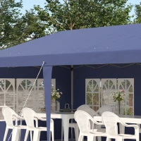 Outsunny Opklapbare tuinpaviljoen van 6 x 3 m, halfopen, verwijderbare zijwanden, grote ramen, draagtas, stalen frame, blauw(m-9)