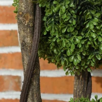 HOMCOM Buis Artificiel, Plante Artificielle, aspect réaliste, Extérieur, Vert + Noir(m-5)