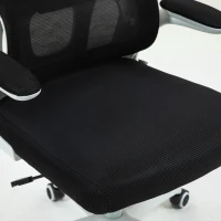 HOMCOM Chaise de Bureau Pivotante avec Appuie-Tête et Hauteur Réglables, Accoudoirs Rabattables et Inclinaison, Noir(m-4)