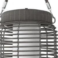 Outsunny Solarlaterne für den Außenbereich aus geflochtenem Harz LED Gartenbeleuchtung aus Stahl automatische Ein/Aus-Funktion Grau(m-5)