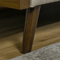 HOMCOM Schlafsofa mit 3 Plätzen im skandinavischen Design, verstellbarer Rückenlehne in 3 Positionen, klappbarem Tablett, 2 Kissen inklusive, schlanken Eukalyptusholzbeinen, Stoff aus Baumwolle und Polyester in Leinenoptik, Beige(m-5)