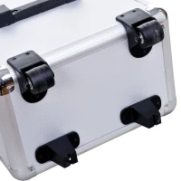 HOMCOM Schminkkoffer 2-in-1 mit auf 3 Höhen einstellbarem Griff und Rollen, professioneller Make-up-Trolley aus Aluminium, 35,5x23x105 cm, Silber(m-4)