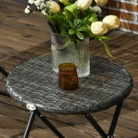Outsunny Salon de jardín exterior de resina conjunto mesa y sillas para 2 personas mesa 2 sillas plegables Gris(m-4)