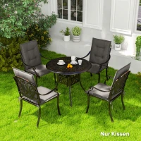 Outsunny Ensemble de 4 Coussins de Chaise 108 x 50 x 5 cm avec Sangles, Coussin de Siège d'Extérieur et d'Intérieur, Gris foncé(m-2)