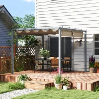 Outsunny 3 x 3 m Pergola de Jardin, Toit de Terrasse Réglable, Cadre en Aluminium, Protection Solaire UPF30+, Gris(m-2)