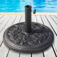 Outsunny Runder Sonnenschirmständer 9 kg Sonnenschirmständer aus Harz Rosenmuster für Terrasse Pool Ø 45,5 x 31 cm Bronze(m-2)