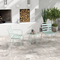 Outsunny Set da Bistrò 3 Pezzi, per Balcone con 2 Sedie Impilabili, Design Moderno, 51 x 58 x 78 cm, Verde(m-2)