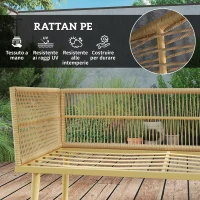 Outsunny Set Salotto da Esterno in Rattan PE con 2 Divani a 2 Posti con Cuscini e 2 Tavoli da Caffè, Colore Legno(m-5)