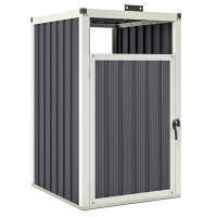 Outsunny Cobertizo para 1 poubelle 240L, cache poubelle exterior, tapa abatible 180°, acero galvanizado 73x81x122 cm Gris oscuro