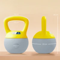 Kettlebell, 6 kg,  Hantel mit rutschfestem Griff, Grau und Gelb(m-3)