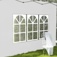 Outsunny Lote de 2 paredes laterales para cenador de 3x3 m o 3x4 m panel para pérgola con ventana 295x195 cm Blanco(m-5)
