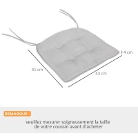 Outsunny Set mit 4 Gartenstuhlpolstern mit Steppung Gepolstertes Polyesterstoff dim. 43L x 41B cm Grau(m-3)
